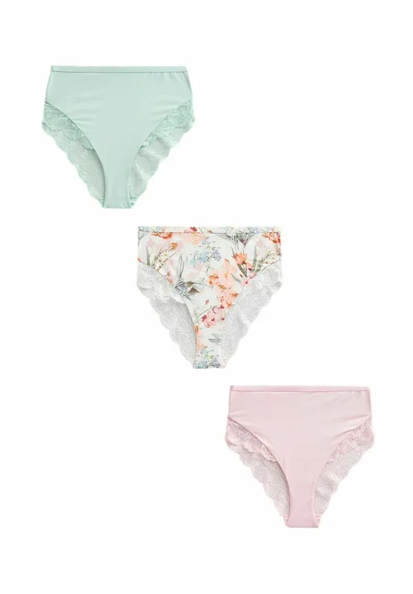 Трусы 3 шт, Next, cream floral gree/pink, кремовый с цветочным принтом — фото 4