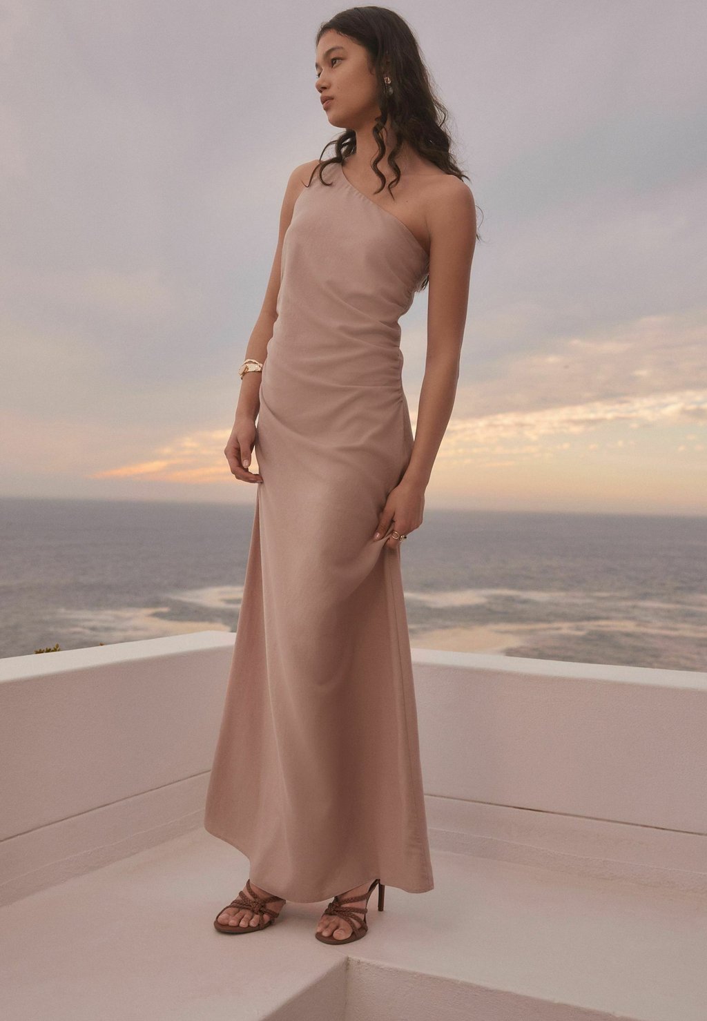 Платье макси REGULAR FIT - ONE SHOULDER ROUCHED Next, розовый — фото 3