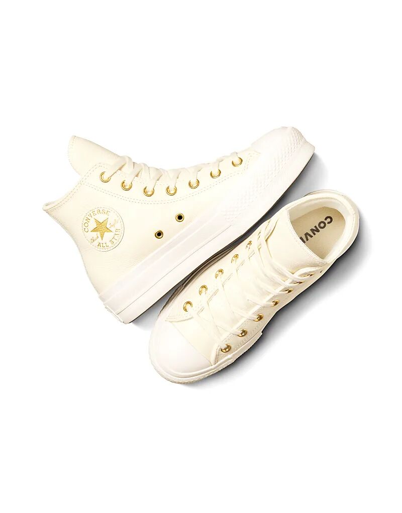 Кеды Converse Chuck Taylor All Star Lift на платформе, золотистые хиты в цвете цапля/золото — фото 4