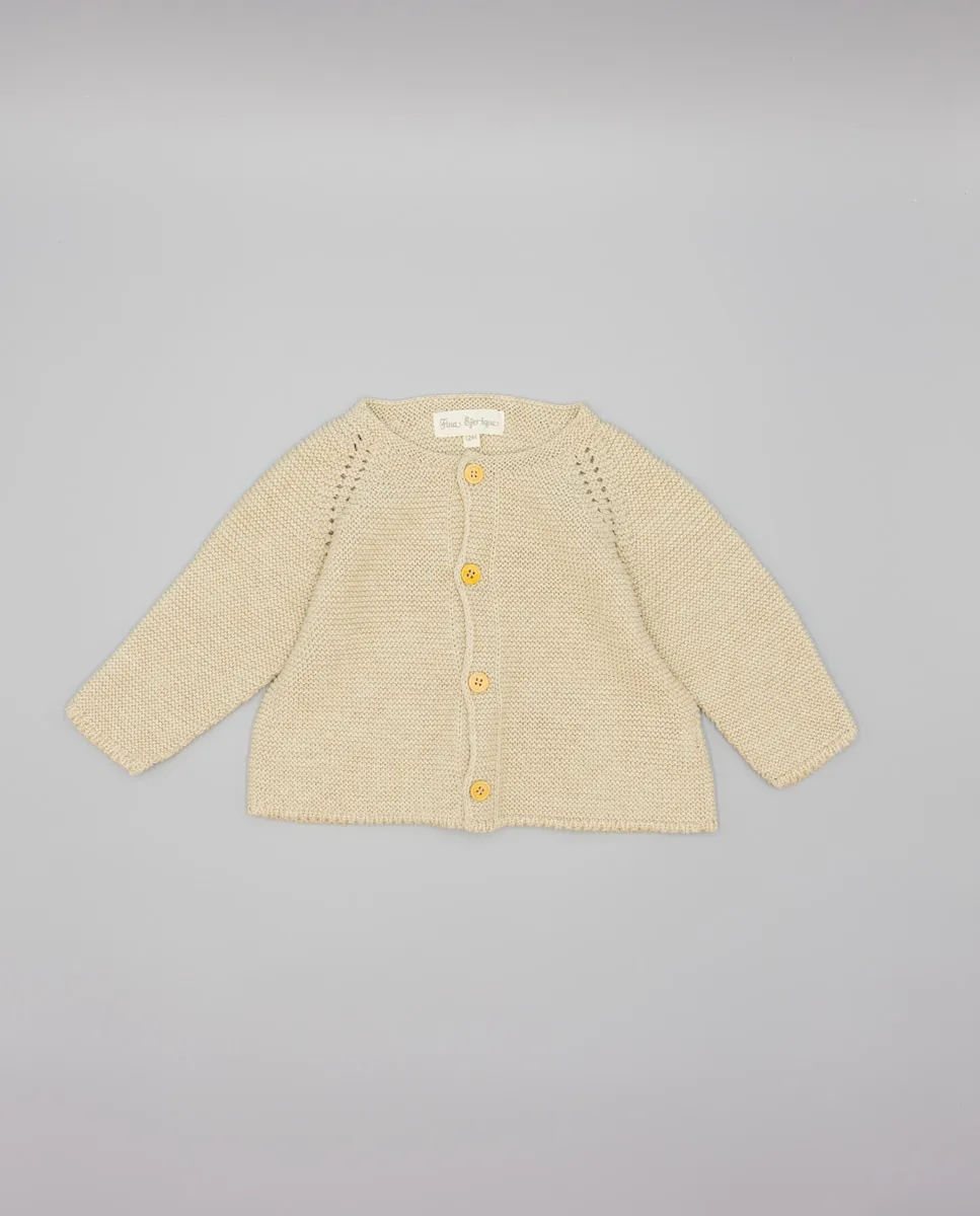 

Вязаная детская куртка с деревянными пуговицами Fina Ejerique, бежевый