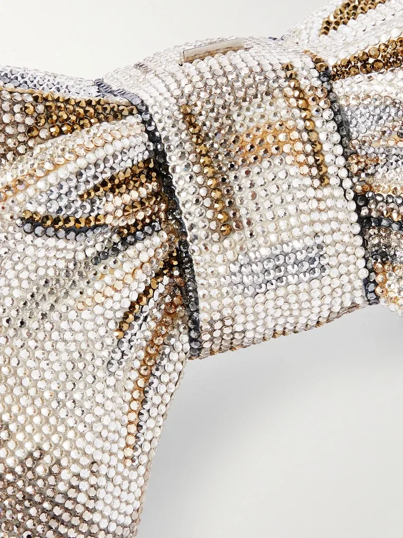 Класть Bow Just for You с кристаллами, серебристого цвета JUDITH LEIBER COUTURE, серебряный — фото 4