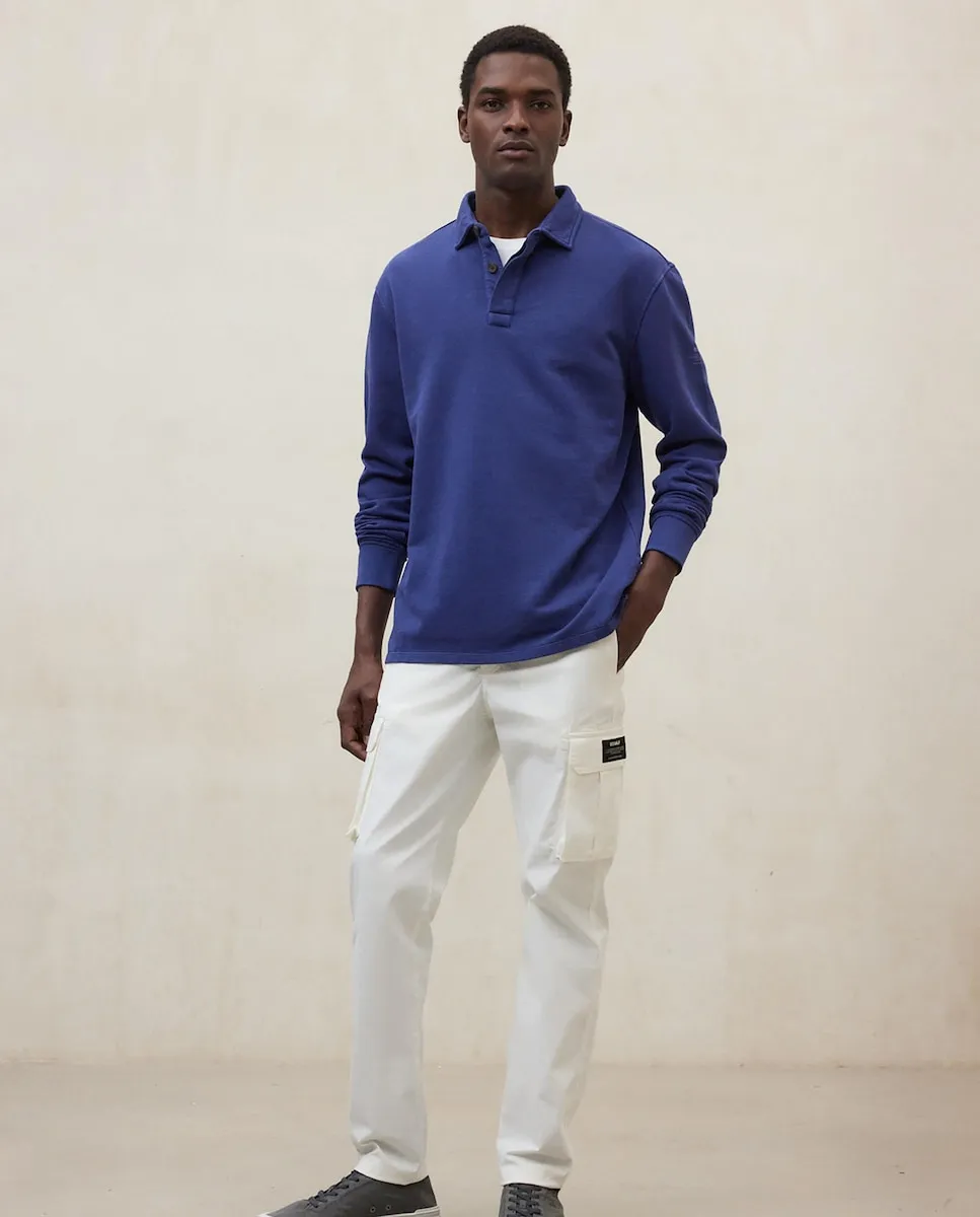 

Мужская толстовка с воротником-рубашкой и скрытой застежкой на пуговицы Ecoalf, синий