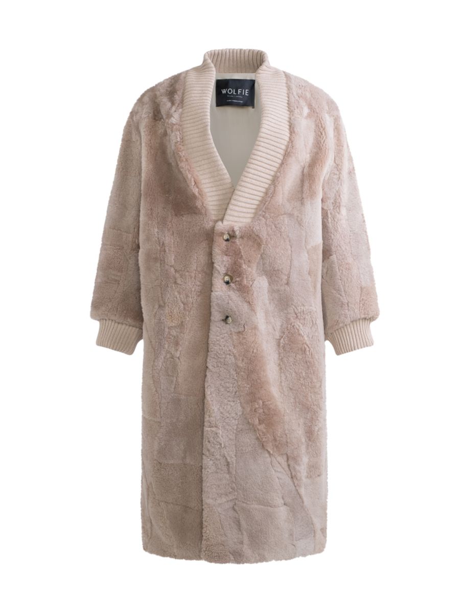 

Вязаный пуховик из овчины Made For Generations WOLFIE FURS, бежевый