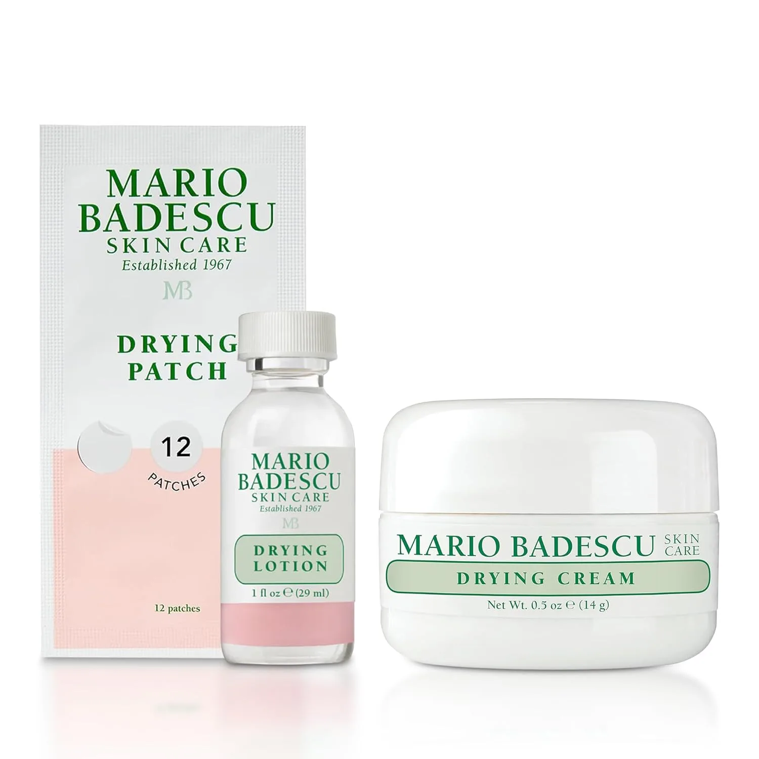 Набор для проблемной кожи Mario Badescu AM/PM, включает точечную сушащую эмульсию, невидимые пластыри от прыщей (12 шт) и крем