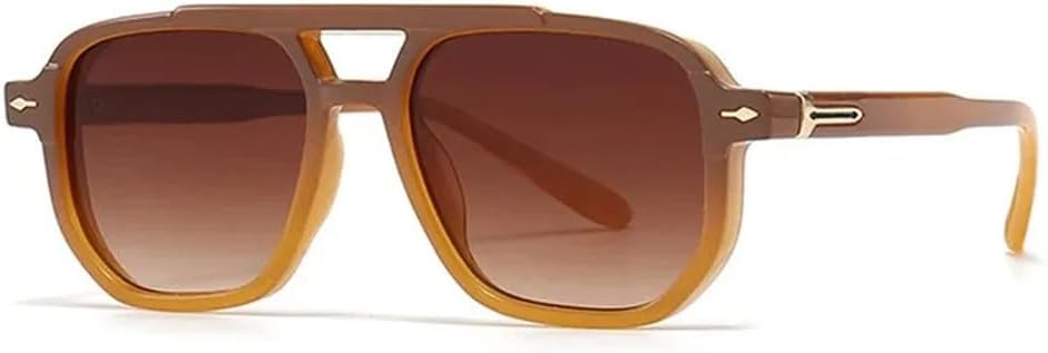 

Винтажные мужские квадратные солнцезащитные очки с двойным оправом, модные прозрачные очки для женщин, трендовые солнцезащитные очки с заклепками, защита от ультрафиолета UV400 UJNHGQ, Tea