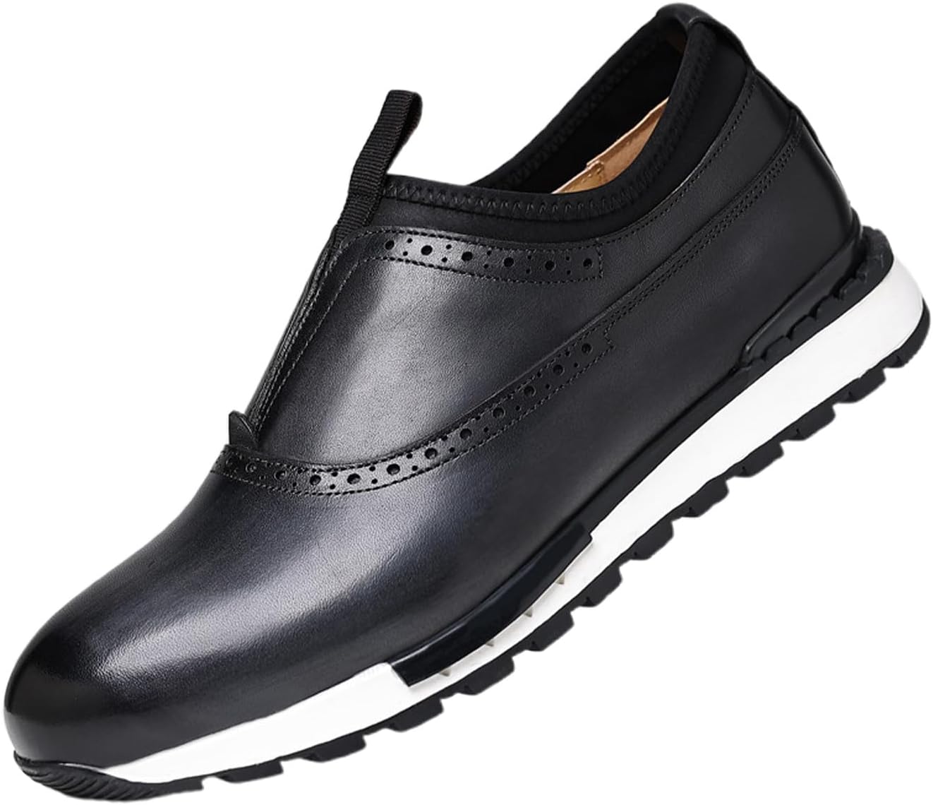 

Мужские повседневные слипоны Santimon - удобные спортивные кожаные кроссовки с стильной белой подошвой, дышащие и долговечные, идеально подходят для повседневной носки, прогулок и активного отдыха на свежем воздухе