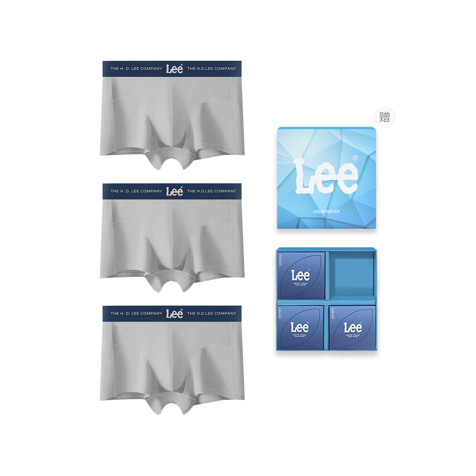 

Классические трусы 101 для мужчин боксеры 3 5 штук Lee, светло-серый