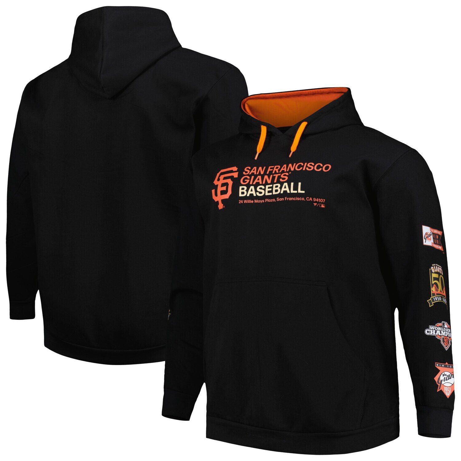 

Мужской черный флисовый пуловер с капюшоном San Francisco Giants Big & Tall