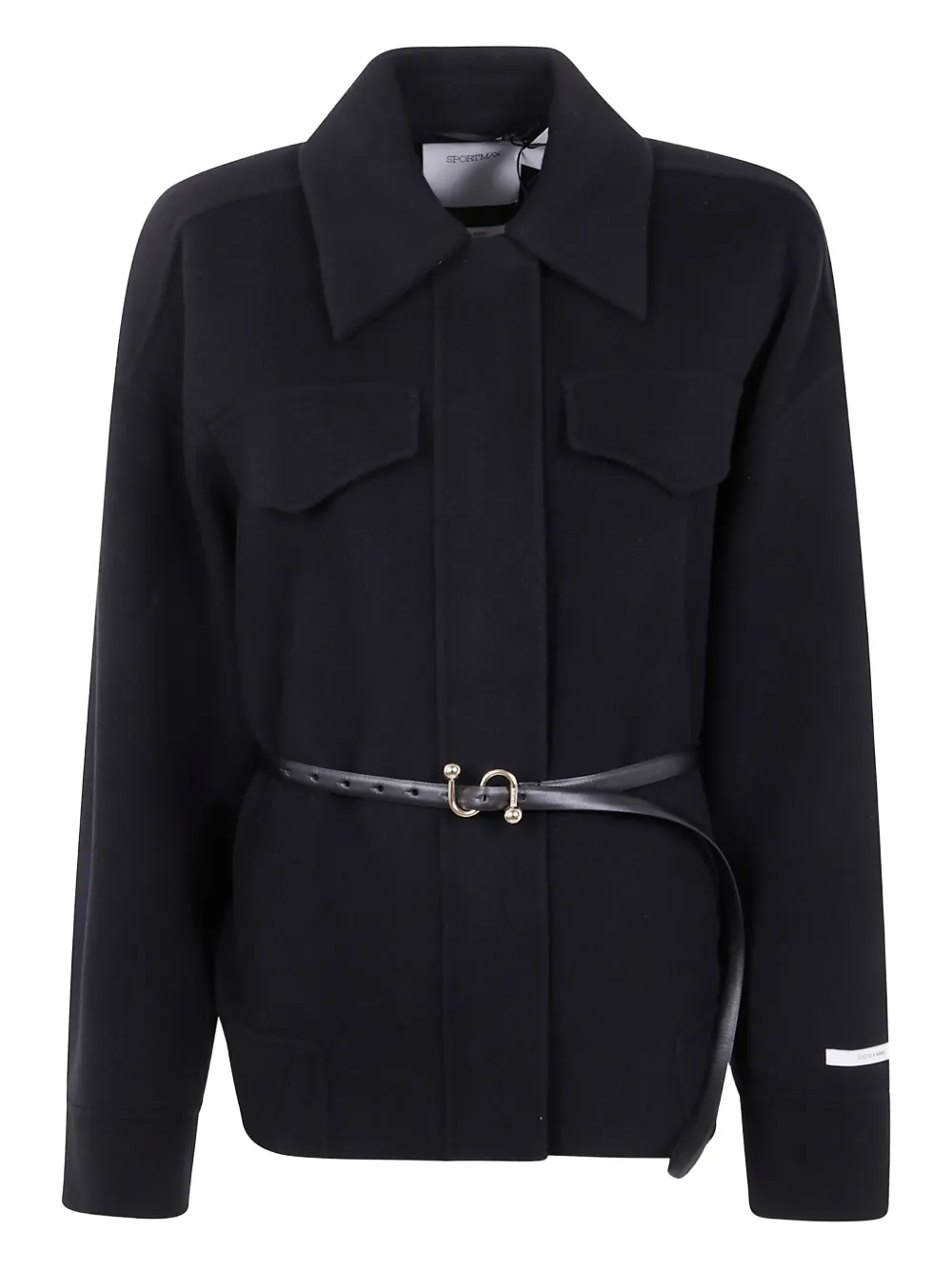 

Шерстяная куртка с поясом SPORTMAX, черный