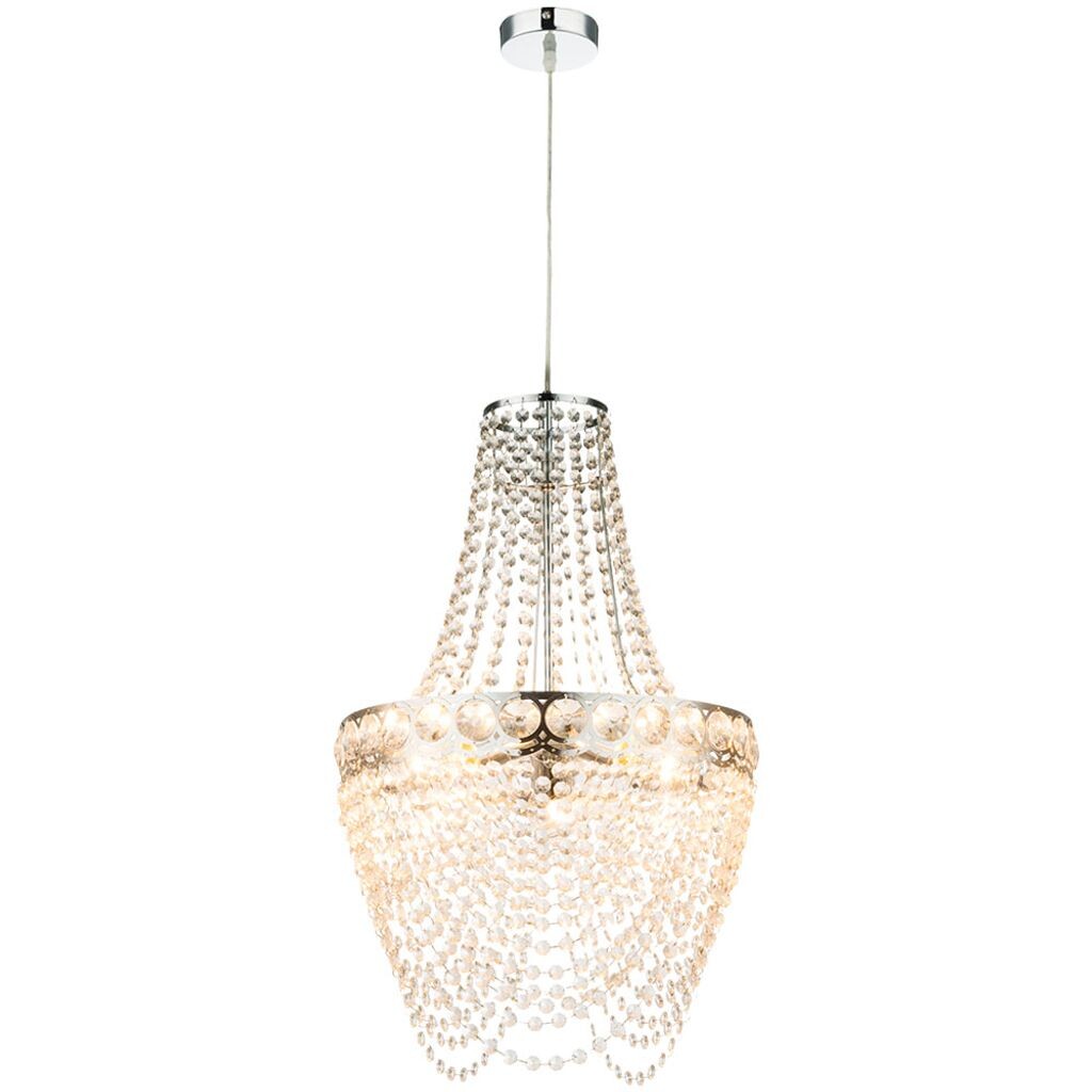 

Подвесной светильник, хрустальные подвески, хромированный, D 38 см. Globo Lighting