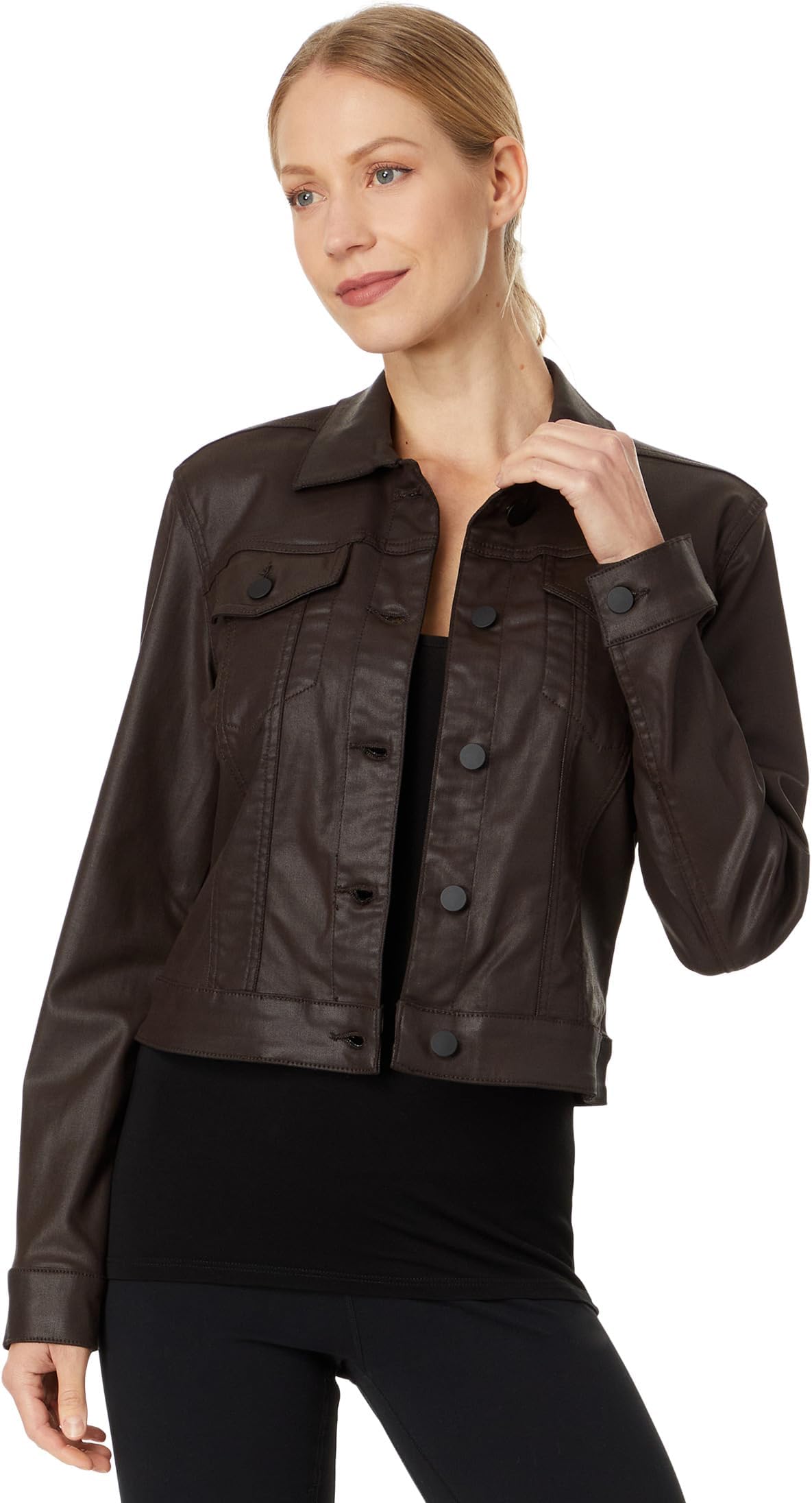 

Куртка KUT from the Kloth Julia Crop Jacket W/Drop Shoulder-Regular Wstbnd, Chocolate