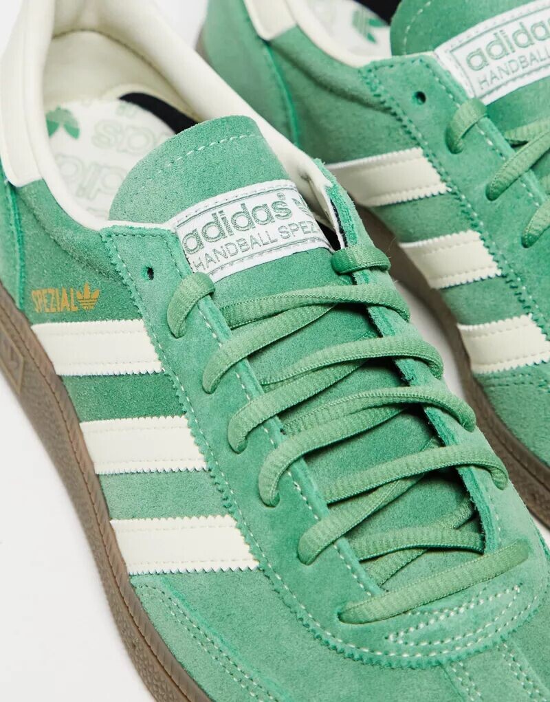 Зелено-белые кроссовки adidas Originals Handball Spezial на резиновой подошве — фото 4
