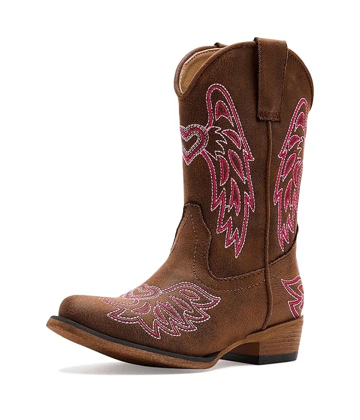 Ботинки с вышивкой Riley Wings Roper Kids, Brown Faux Leather — фото 2