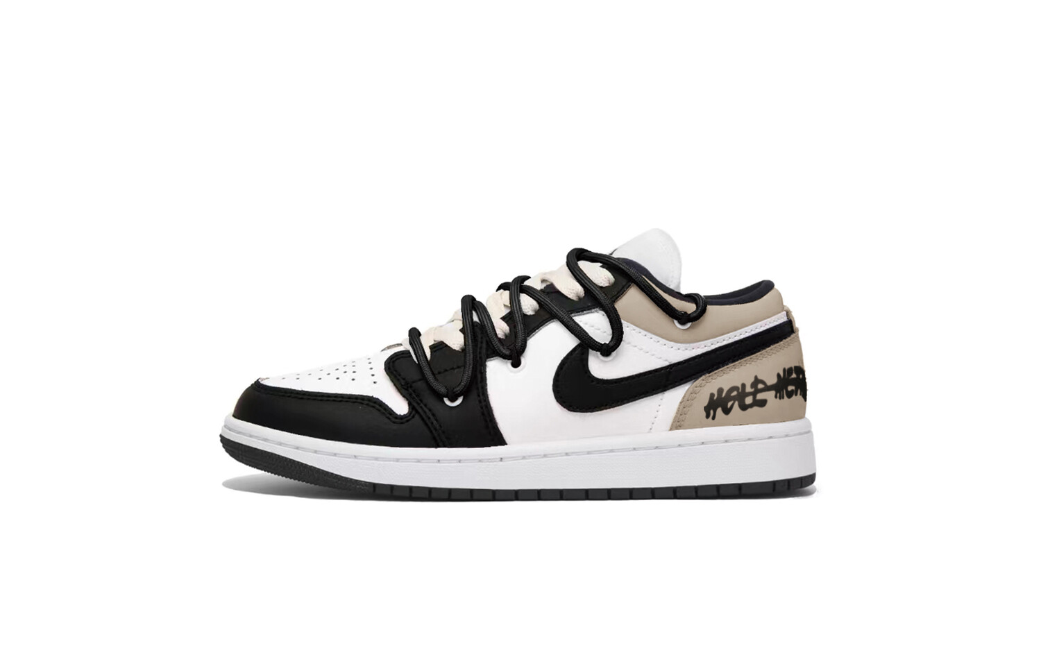 

Кроссовки Air Jordan 1 Vintage Basketball Shoes Women's Low-top Black/White/Brown, черный/белый/коричневый