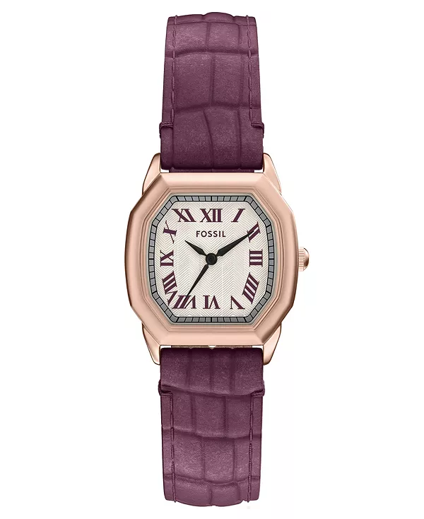 

Женские часы Harlow с тремя стрелками, бордовые, из кожи крокодила, 27 мм Fossil, purple