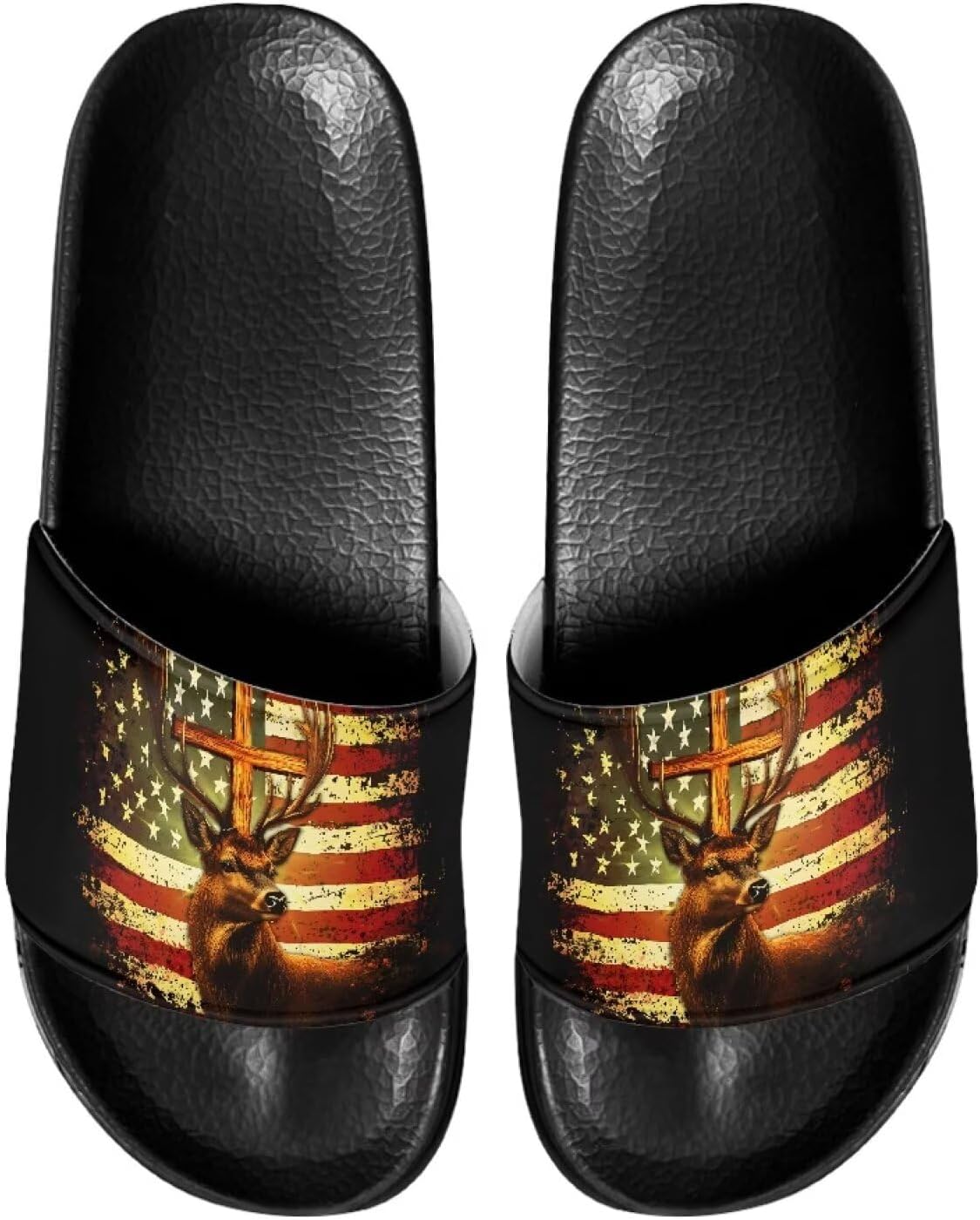 

Мужские шлепанцы Gogavesne - легкие, нескользящие, с открытым носком, быстросохнущие, подходят для ванной, плавания, пляжа и прогулок, Deer Flag