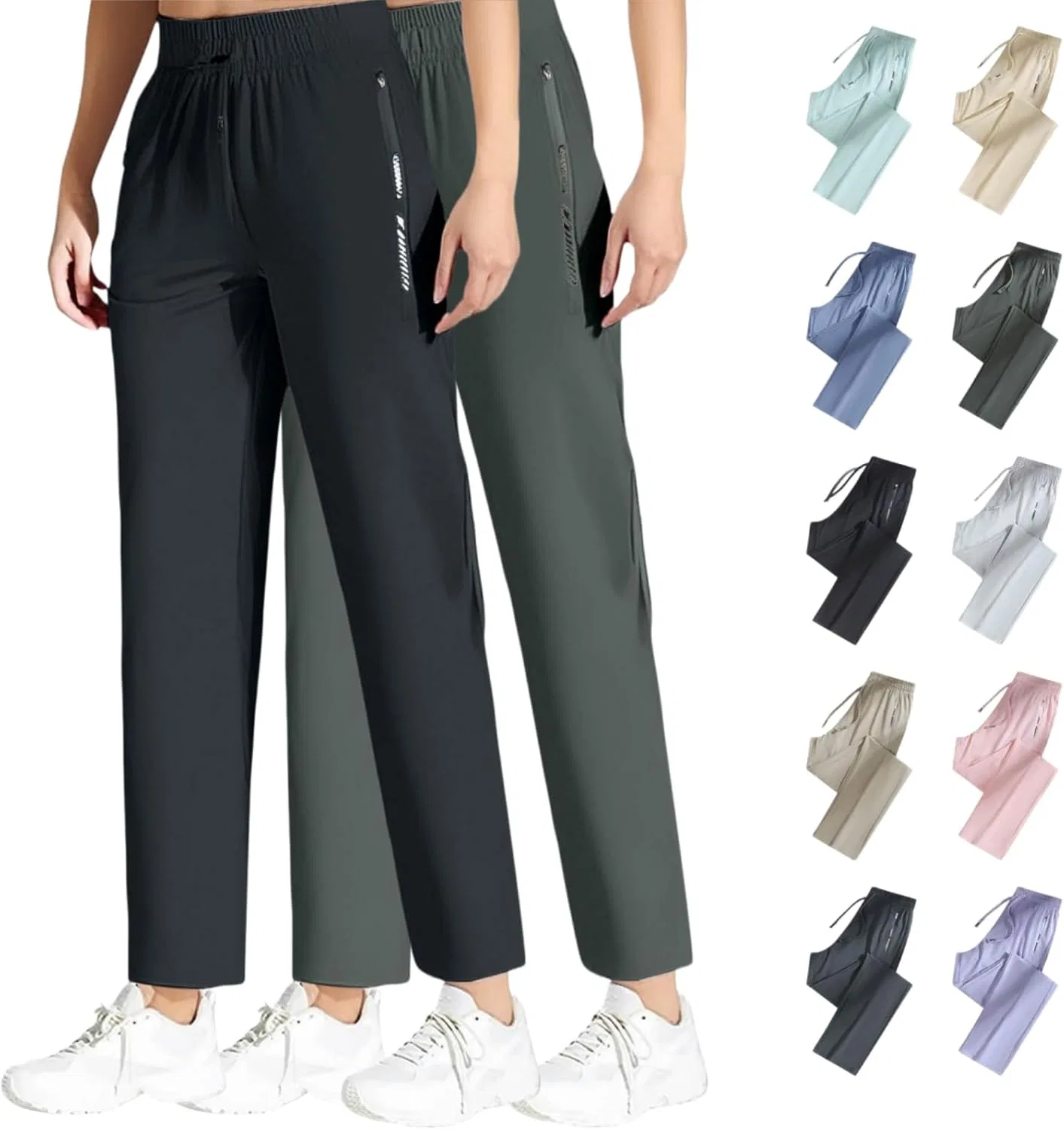 Женские спортивные брюки с эластичным поясом, Generic, Z1-black+army Green