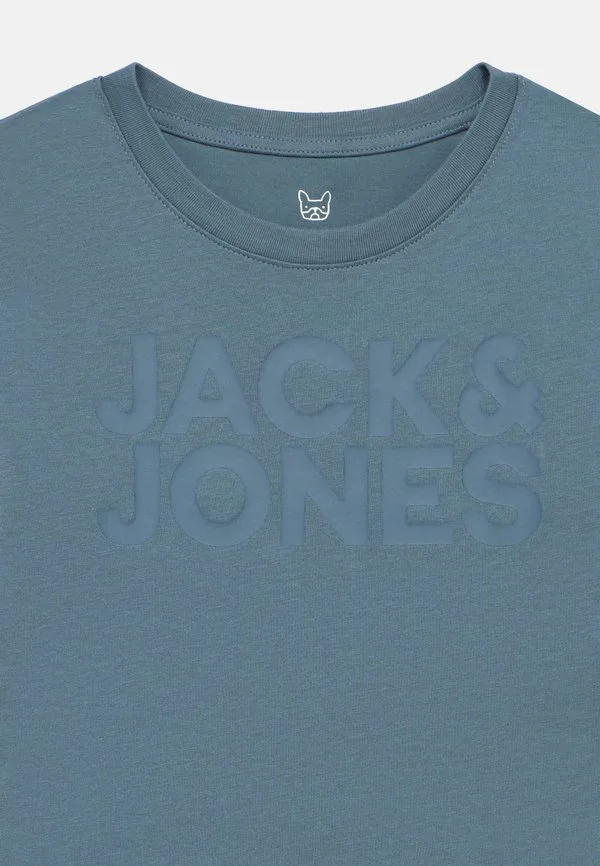 Футболка с логотипом jjecorp и принтом на воротнике. Jack & Jones Junior, Blue Mirage — фото 3