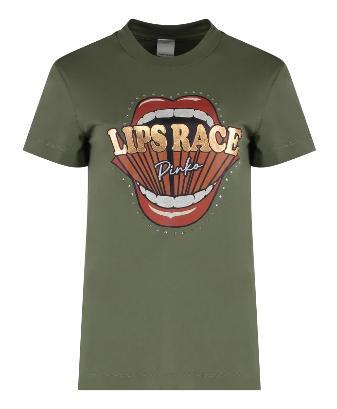 

Хлопковая футболка с круглым вырезом Pinko, зеленый