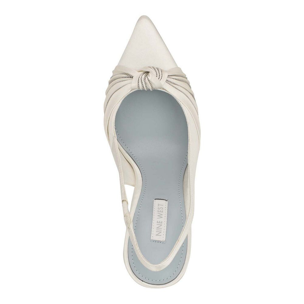 Женские свадебные туфли Nine West Faive с открытой пяткой на спине, цвет White Satin — фото 4