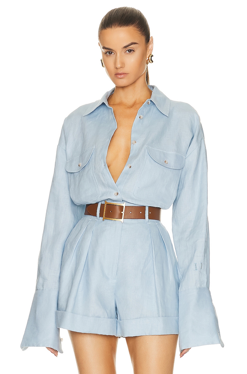 

Рубашка Helsa Linen Button Down, цвет Chambray Blue