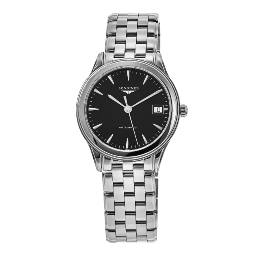 

Флагманские автоматические часы Longines с черным циферблатом из стали унисекс