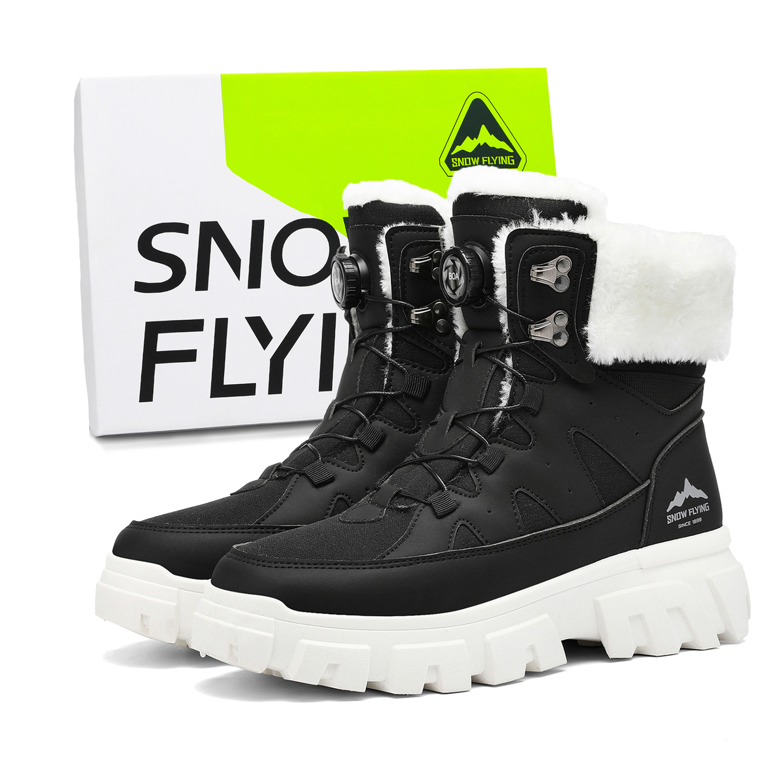 

SNOW FLYING Зимние тактические ботинки коллекция Короткие снежные ботинки Унисекс - Яркий черный (Коробка), цвет Vibrant Black (Box)