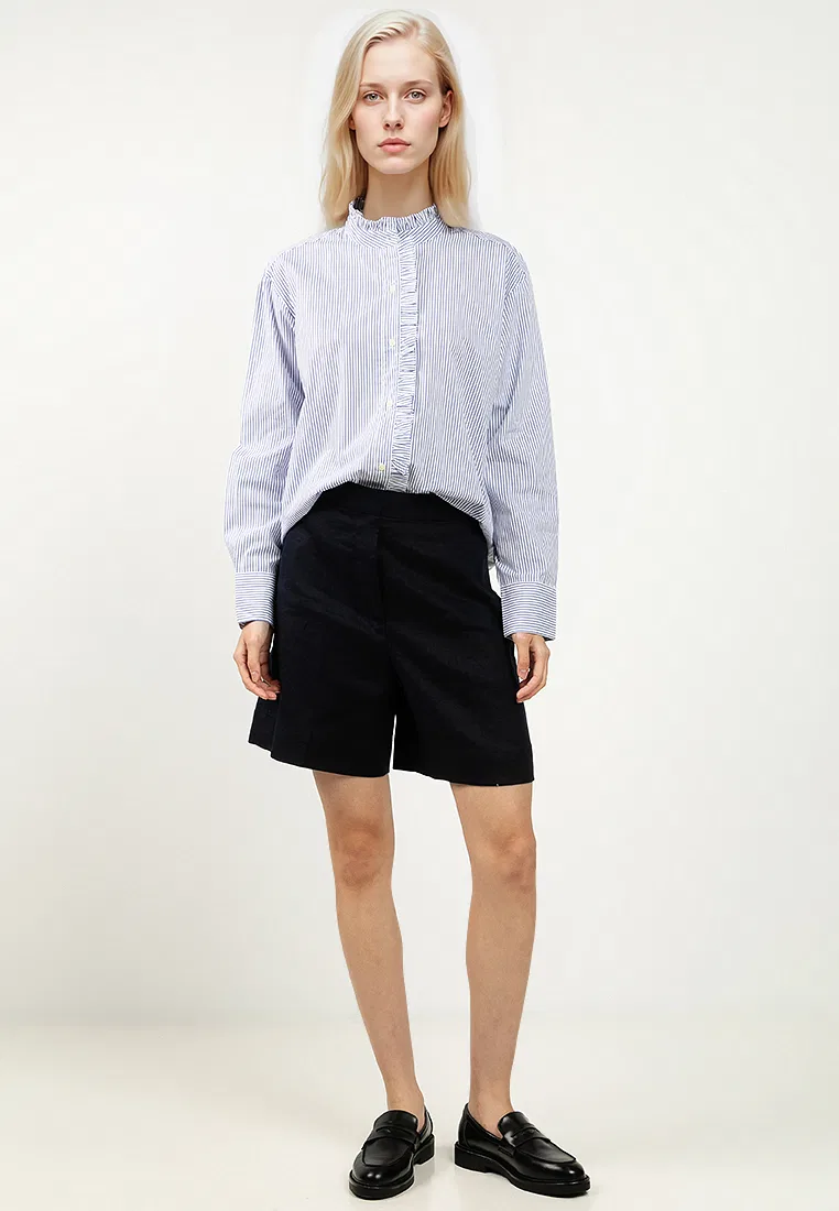 Рубашка женская, поплин с рюшами, Tommy Hilfiger, синий — фото 4