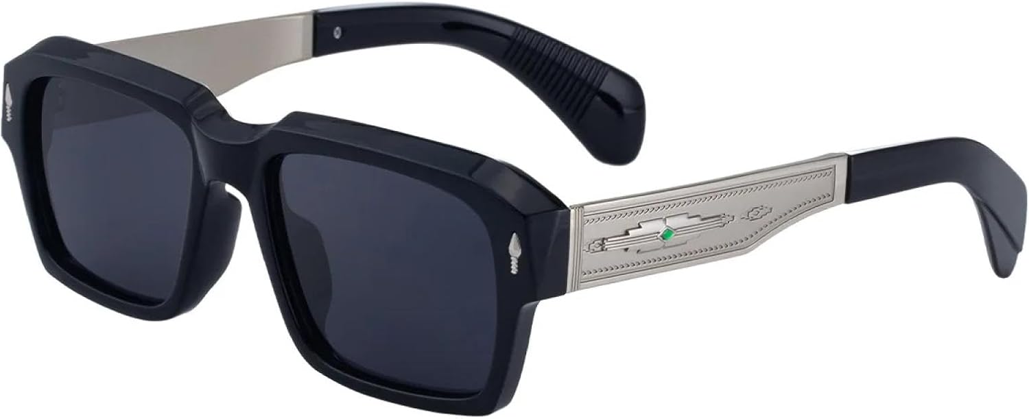 

Классические солнцезащитные очки с заклепками для женщин и мужчин, винтажные, панк, роскошные, для активного отдыха, вождения, металлические, UV400 TVTBBVV, Black Silver Black