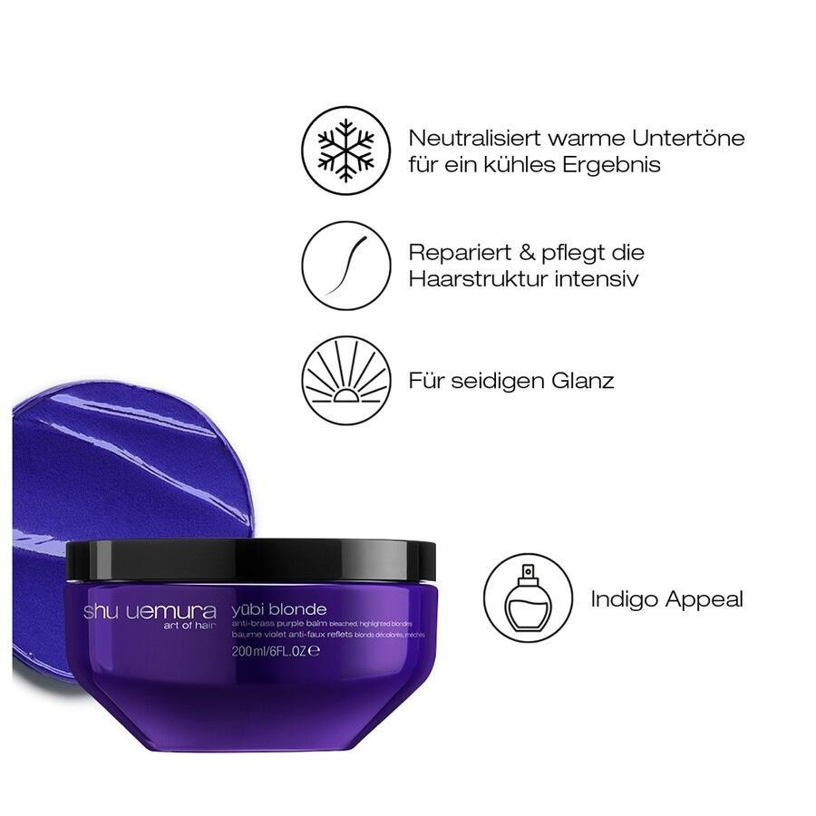 Маска для волос yūbi blonde anti-brass purple balm Shu Uemura, объем 200 мл — фото 3