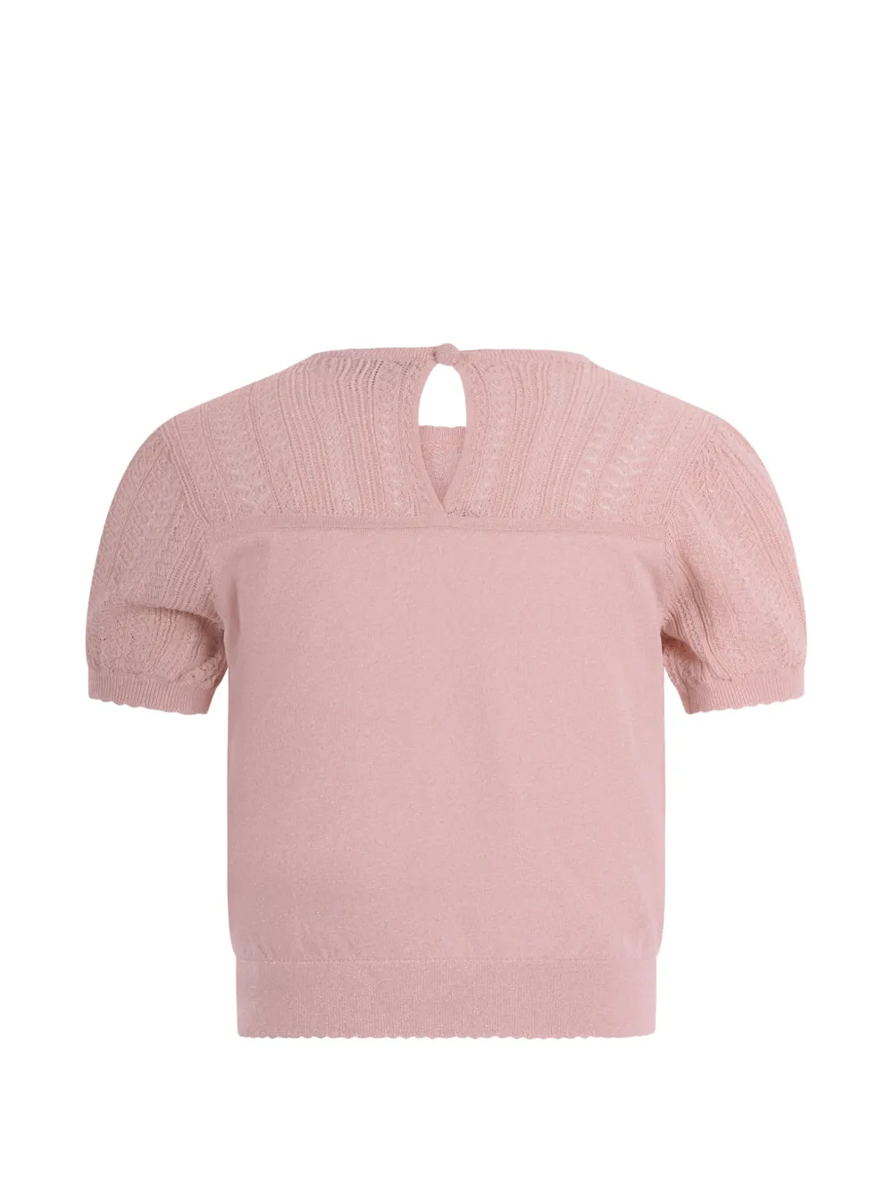 Футболка с ажурной вязкой и рукавами-фонариками Emporio Armani Kids, розовый — фото 2