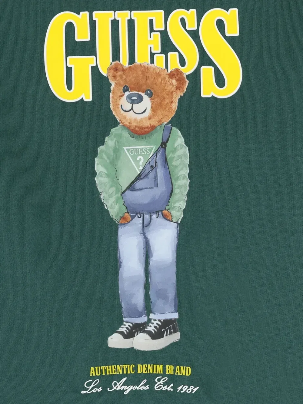 Толстовка с изображением медведя Guess Kids, зеленый — фото 3