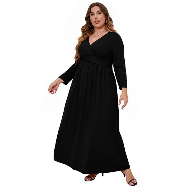 

Платье макси с длинным рукавом для женщин Plus size Seoria, Black