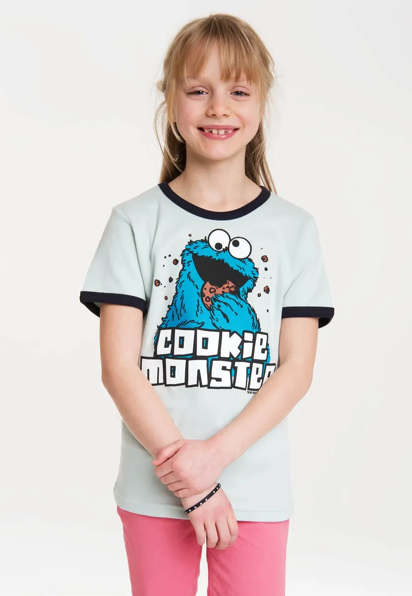 Футболка Logoshirt "Улица Сезам - Cookie Monster" с милым принтом Cookie Monster спереди, белый — фото 3
