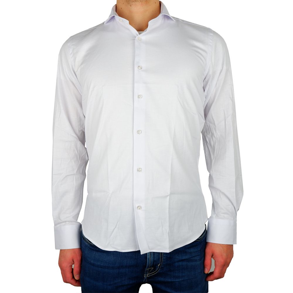 

Элегантная рубашка Milano White Gabardine Made in Italy, белый