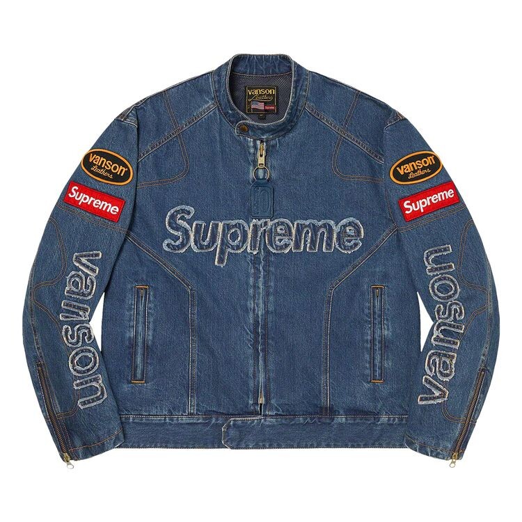 

Куртка Supreme x Vanson Leathers x Cordura Denim Jacket Blue, синий