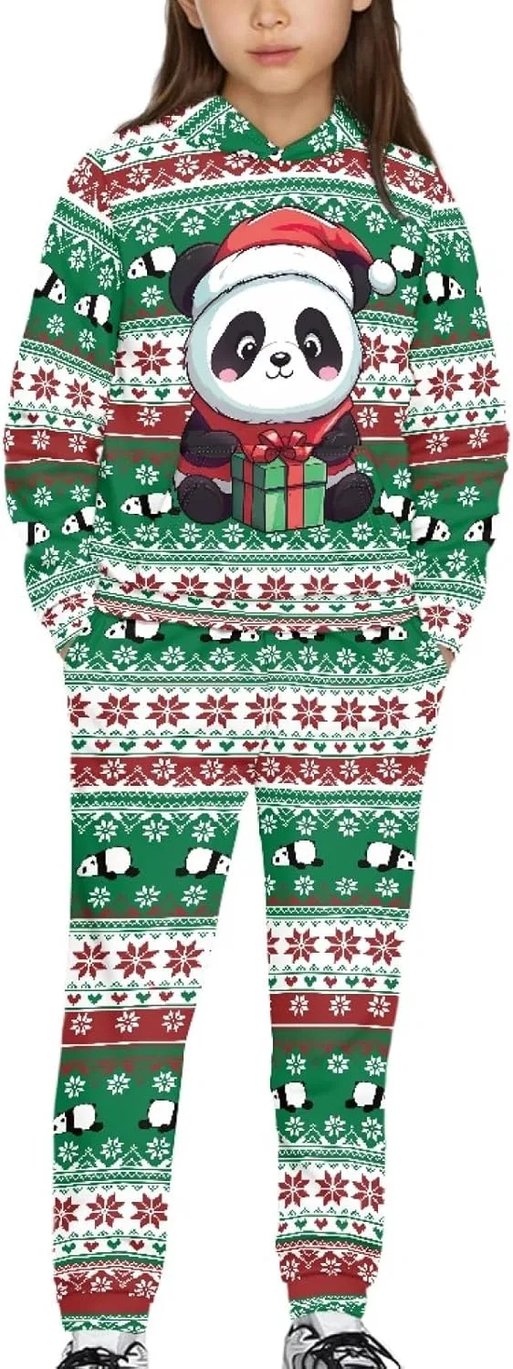 Детский спортивный костюм с капюшоном, Christmas Panda, FUSURIRE