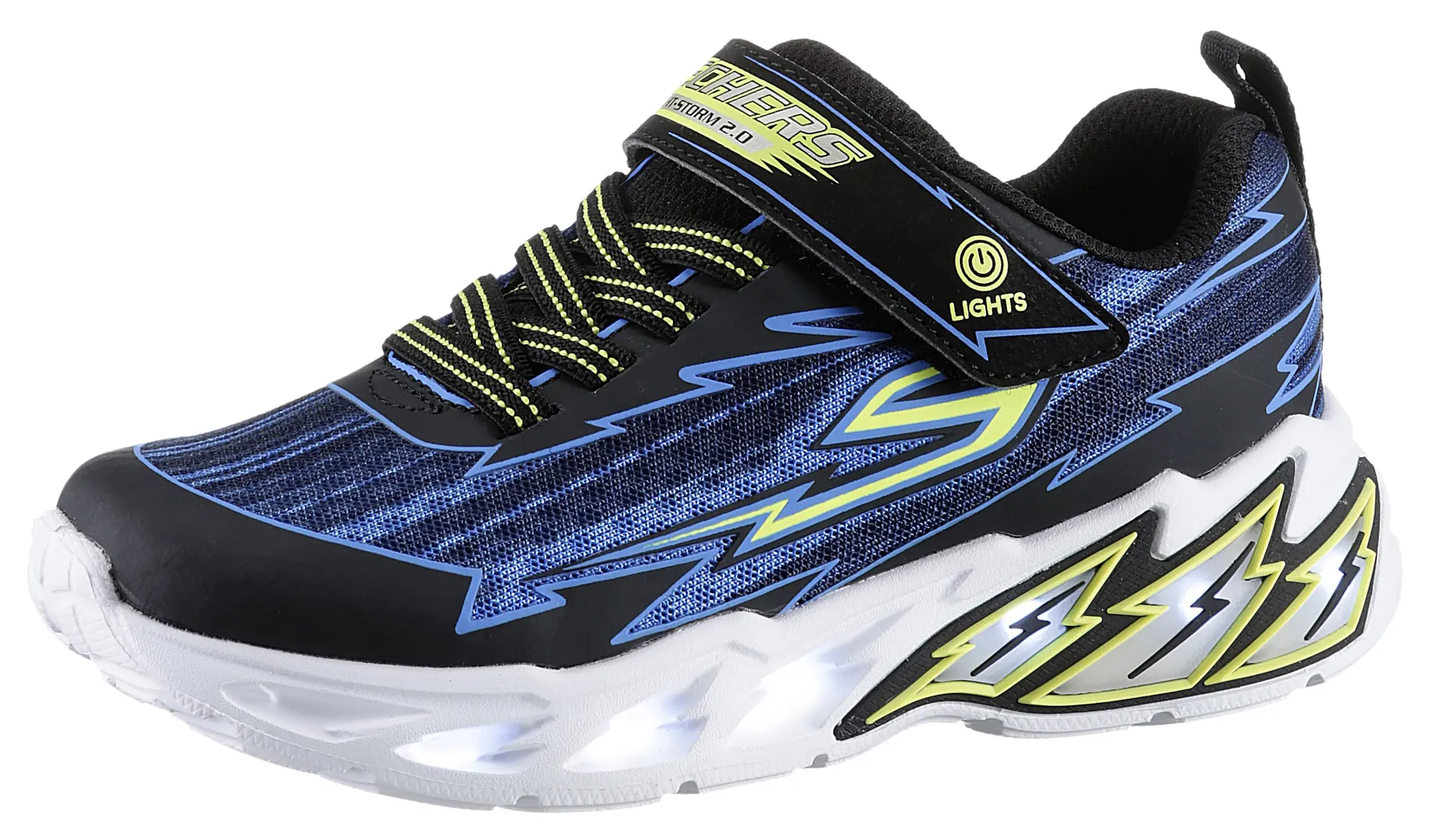 

Детские кроссовки Skechers "LIGHT STORM 2.0", мигающая обувь, светодиодная обувь, обувь на липучке с мигающей подошвой Skechers Kids, желтый
