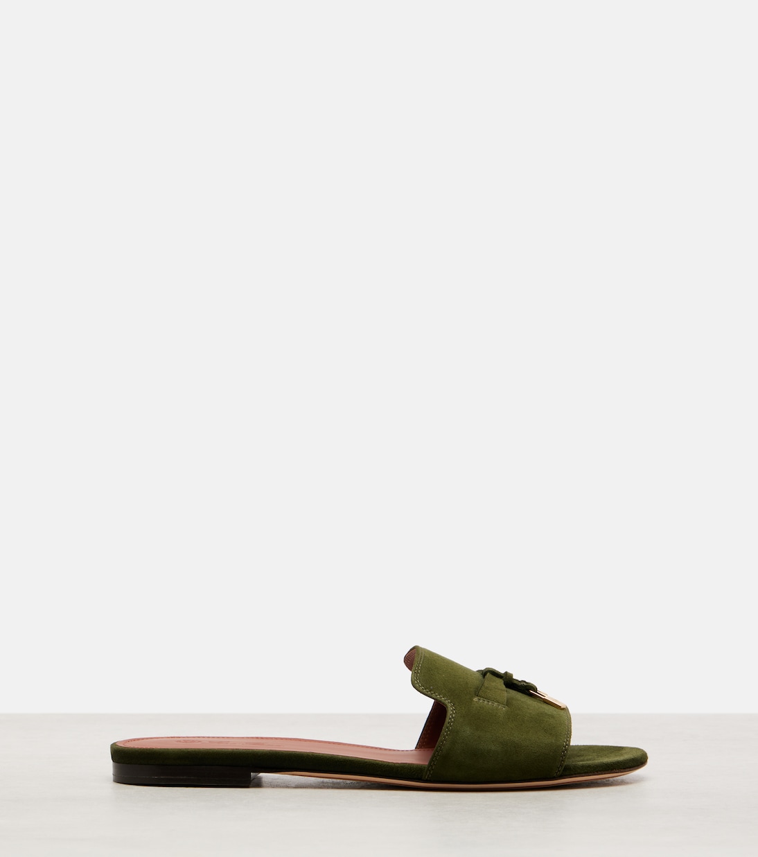 Замшевые шлепанцы Summer Charms Loro Piana, Ribbon Green — фото 4