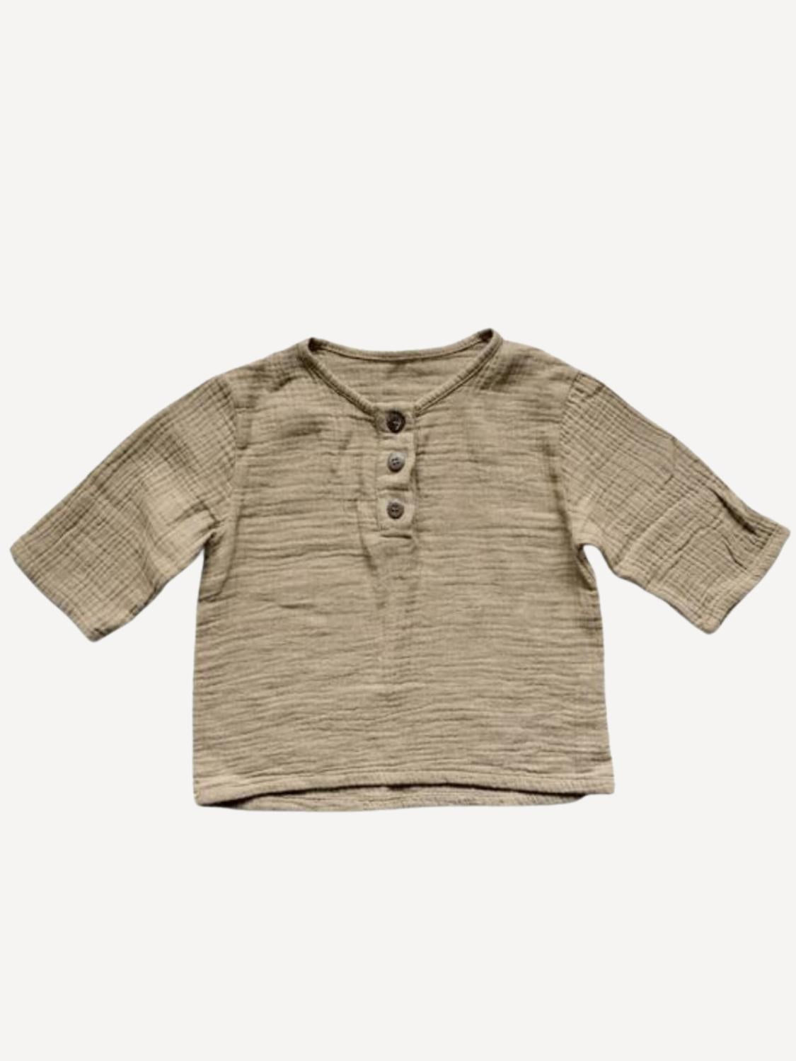 

The Simple Folk Детская муслиновая футболка-поло из хлопка, песочного цвета, Бежевый, The Simple Folk Детская муслиновая футболка-поло из хлопка, песочного цвета