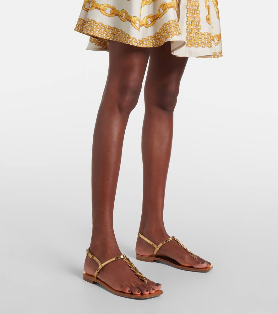 Металлические кожаные сандалии-танга, 1X00V-Gold-Gold Versace, 1X00V-Gold-Versace Gold — фото 4