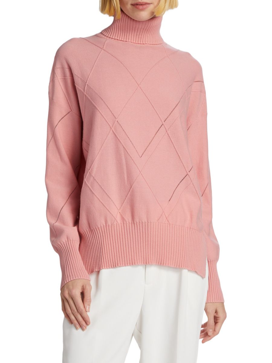 

Вязаный хлопковый свитер с высоким воротом Saks Fifth Avenue, цвет Blush
