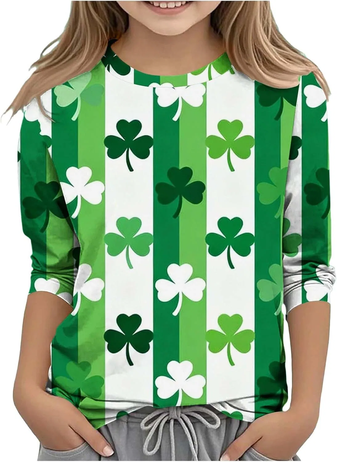 Футболка с принтом Shamrock, 3/4 рукав, Zzalalana, Green9