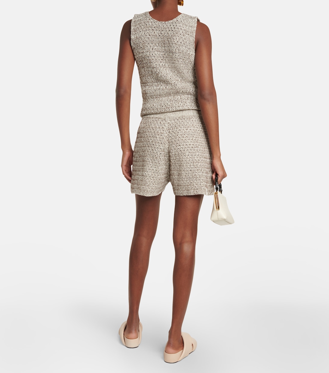Шорты из смесовой хлопковой ткани ажурной вязки Jil Sander, Open Miscellaneous — фото 3
