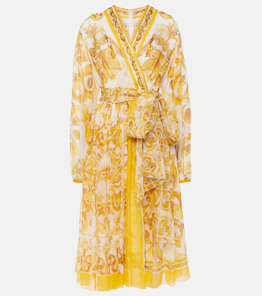 

Платье миди из шелкового шифона майолика Dolce&Gabbana, Mix Maiolica Giallo