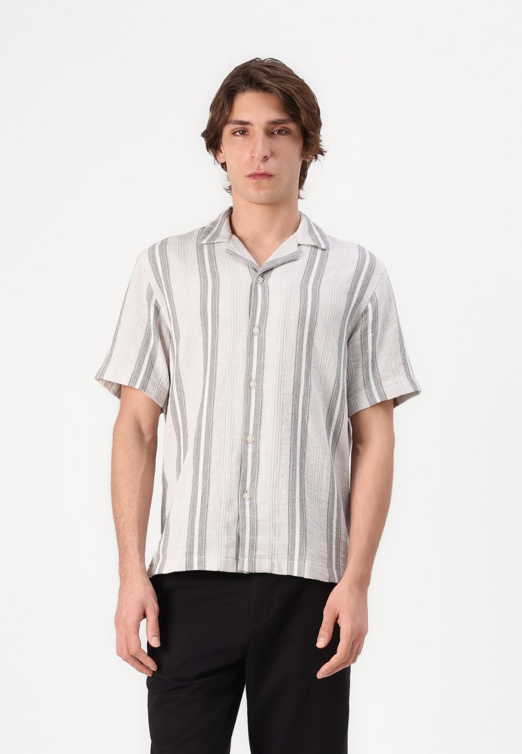 

Рубашка RELAXED STRIPED SHIRT TOM TAILOR DENIM, сине-серый