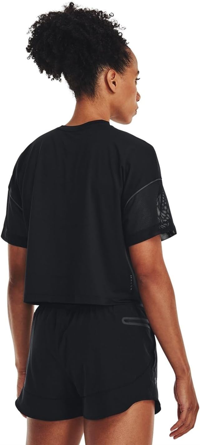 Under Armour Rush Vent укороченная футболка для тренировок, Black/Iridescent — фото 3