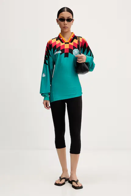 Лонгслив с декольте в сereк Germany Adidas Originals, бирюзовый — фото 2