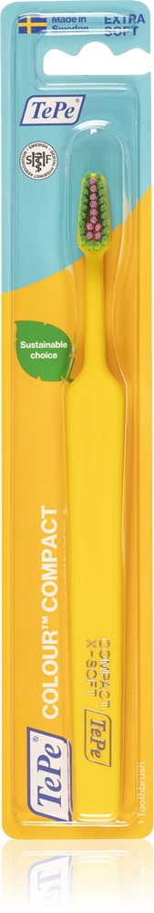 

Цветная компактная зубная щетка x-soft Tepe, yellow
