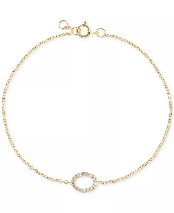 

Браслет-Цепочка с овальными подвесками из кубического циркония (1/4 карата) из 14-каратного золота на стерлинговом серебре Macy'S, gold